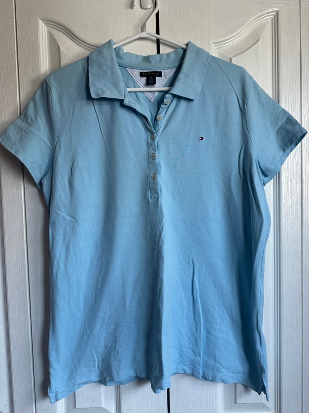 Women's Tommy Hilfiger Sky Blue Short Sleeve Classic Polo Shirt Size XL